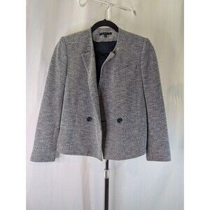 Theory Womens Jacket Size 0 Blue Gray Tweed Blazer Button Double Breasted (M11)